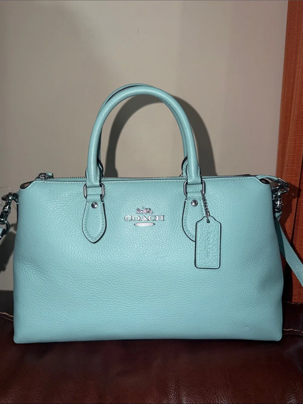 ‼️NEW Coach Blue Leather Georgia Satchel Crossbody Bag
